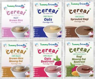 TummyFriendly Foods USDA Certified Stage1, Stage2 Porridge Mixes - Trial Packs | Organic Baby Food for 6 Months Old Baby |6 Packs, 50g Each Cereal
