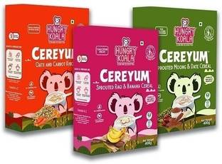 HUNGRY KOALA Ragi & Banana Cereal/Oats & Carrot Khichdi Cereal/Moong & Dates Cereal for Kids Cereal