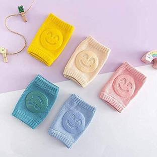 LEAPABLE ENTERPRISE Smiley Baby Knee Pad for Crawling, Kids Elbow Safety Stretchable Anti-Slip Soft Multicolor Baby Knee Pads