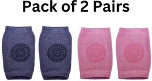 HytroMyk Knee Elbow Safety Protector Anti-Slip Protective Cushion for Kids Baby Knee Pads Pink, Dark Grey (2 Pairs) Baby Knee Pads