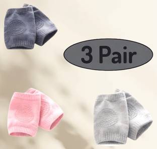 Virti Mini Me Soft Knitted Baby Knee and Elbow Socks, Random Pairs- Pink, Blue, Black, Grey Baby Knee Pads