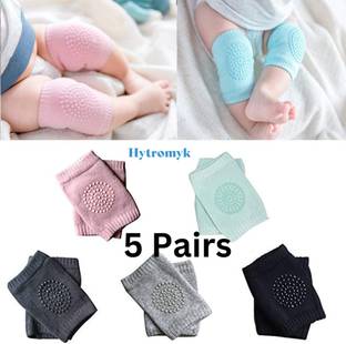 HytroMyk Knee Elbow Safety Protector Anti-Slip Protective Cushion for Kids Baby Knee Pads Multicolor, Black, Dark Grey, Green, Pink, Light Grey (5 Pair) Baby Knee Pads