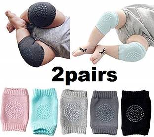 QPK Baby Knee Protectors ( 2 PAIRS ) Multicolor Baby Knee Pads (stripes) Multicolor Baby Knee Pads