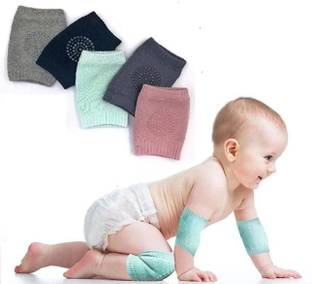 Virti Mini Me Soft Knitted Baby Knee and Elbow Socks, Random Pairs- Pink, Blue, Black, Grey Baby Knee Pads