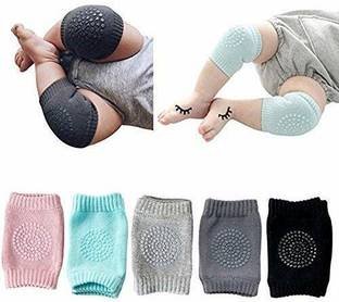 crownsmill Pairs Baby Knee Pads for Crawling, Anti-Slip Padded Stretchable Elastic Cotton Soft Breathable Comfortable Knee Cap Elbow Safety Protector(Multicolour)Set of 2 Multicolor Baby Knee Pads