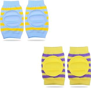 Miss & Chief Knee Pads for Kids, Anti-Slip Padded Stretchable Elastic Cotton Soft Comfortable Sky Blue, Yellow Baby Knee Pads