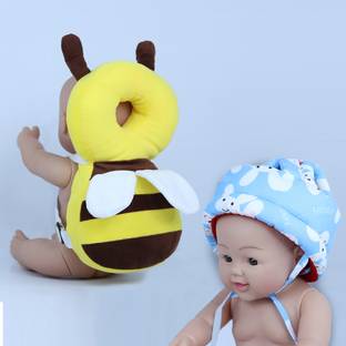 DECRONICS Combo of Baby Infants Head,Back Protector & Safety Helmet with Straps (Set of 2)
