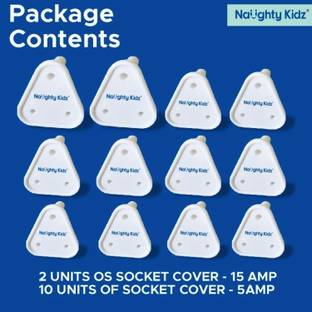 naughty kidz Pack of 12 Baby Safety Electric Socket Plug Cover Guard For 3Pin//5A & 5Pin//15A