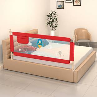 baybee Bed Rail Guard Barrier for Baby Portable Safety Adjustable Height Falling Protector Fence Foldable Safeguard Bed Rails Single Side Bed for Newborn Toddler Kids Pack of 1 (RED, 180x63 cm)