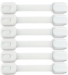 Inovera Baby Safety Adjustable Drawer Cabinet Locks Straps, White (Pack of 6)