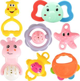 baybee Newborn baby toys Rattles Set for Babies 0-6 Months, 7 Rattle Set (Multicolor) Rattle
