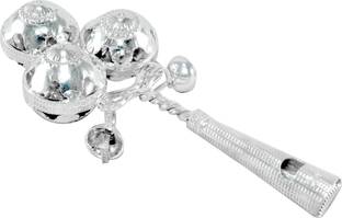 KMJ pure silver rattle/jhunjhuna with whistle for baby Rattle