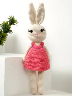 little ginnie Soft Toys For Kids | White Bunny Soft Doll | Ideal Gift for Babies-24 cm Rattle