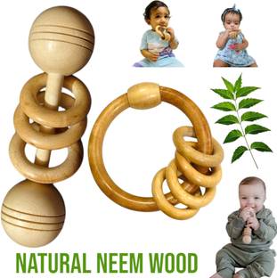 Shreeja Shilpcraft Handcrafted with Natural Neem Wood Rattles (Antibacterial and Antifungal) Rattle