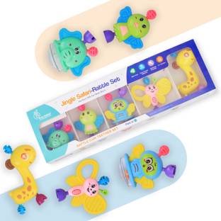 R for Rabbit Jingle Safari Rattles for New Born Babies Toy Non-Toxic BPA Free (Pack of 5) Rattle