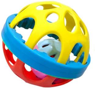 GREST Colorful Shake and Grab Non Toxic Soft Ball Teether Rattle Toy for Babies Rattle