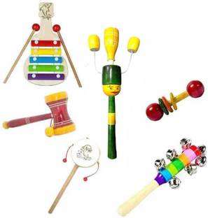 KAARPAAGAA INC simple days baby rattle wooden musical toys - set of 6- Multi color Rattle