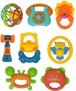 Kovea Set of 8 Pcs with Lion Various Exciting Toys for New Born Baby & Infants Rattle Rattle