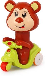 एशियन Press N Go Monkey-Colorful Press and Go Friction scooter Multicolor-Pack of 1 रैटल