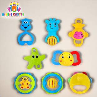 Kiddie Castle 8 Pcs Colorful Set For Infants Rattle