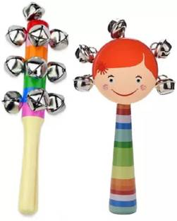 Rainbowstore Hand made wooden baby rattles for born babies (pack of 2 ) Rattle