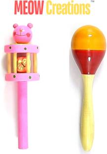MEOW Creations Wooden Single and Egg Shaker rattles Rattle