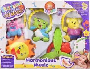 mega shine 5 Pcs Lovely Colourful Musical Hanging Rattle Toys with Hanging Cartoons Rattle