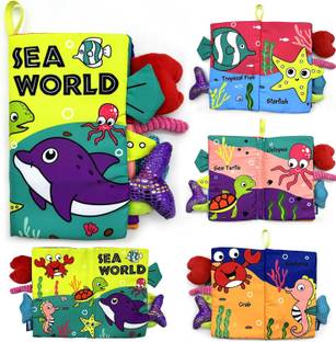 KolorFish Baby Fabric Book Learning Toy Months 0 3 6 12 Months,Sensory Soft 3D Sea World Rattle