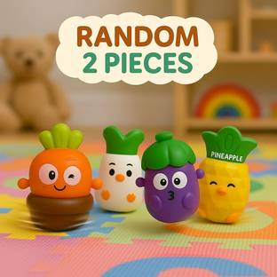ZUNBELLA 2pcs Cute Cartoon Vegetable Push & Go Friction Powered Toy For Kids Rattle