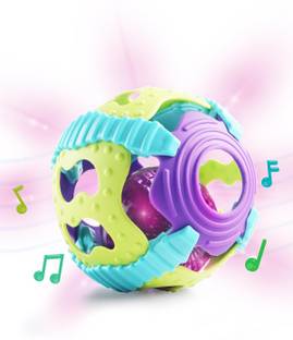 Intellibaby Non-Toxic Musical Sensory Grasping Rattle Ball with Light & Sound for Babies| Rattle