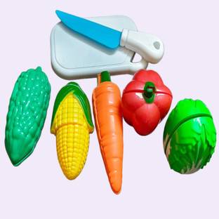 AKFLICKS Vegetables Cutting Play Toy Set Can Be Sliced in 2 Pieces Rattle