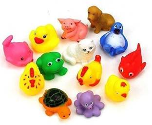 Khatushyam Chu chu toys multicolour 12 piss only bath toys mix cractor chu chu teedy toys Rattle