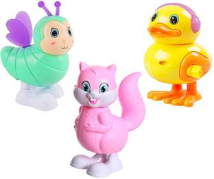 Justcraft Colorful Funny Key Operated Wind Up Jumping Bee, Squirrel,Duck Toy Rattle Rattle