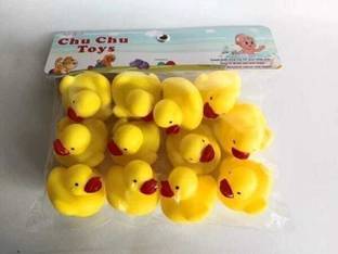 Khatushyam Ducks chuchu Baby Bath Toys with Squeeze Sound, Swimming Pool Toys (Set of 12) Rattle
