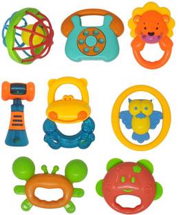 EDENGLOW Set of 8 Pcs with Lion Various Exciting Toys for New Born Baby & Infants Rattle