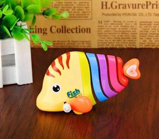 Galaxies Swimming Water Wind Up Cute and Colorful Fish Toy Pull Back Toy Key Operated Vehicle Playsets Fantastic Birthday Gifts for Kids Age 1,2,3 - Colorful Toddler Toy Action Model Toy (Pack of 2) - Multicolor Rattle
