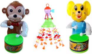 M S.Toys Key Jhoomer-Operated Cute .Drummer Toy with Drumming Dancing Kids Baby Rattle Rattle