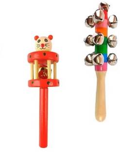Rainbowstore Hand made wooden baby rattles for born babies (pack of 2 ) Rattle