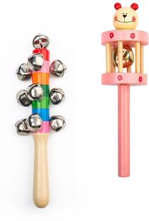 Rainbowstore Hand made wooden baby rattles for born babies (pack of 2 ) Rattle