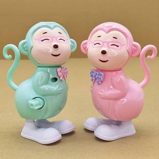 CJ CHILDREN Key Operated Jumping Monkey Wind up Interactive Walking Toys (Pack of 2) Rattle