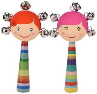 VSINDIA Rainbow Handle Jingle Bell Rattle Toy Musical Infant, JhunJhuna Pack of 2 Rattle Rattle