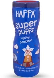 Happa Vanilla Blueberry Puffs | Melt-in-Mouth | Stage 2 | 8M+ | No Additives Baby Puffs 200 g