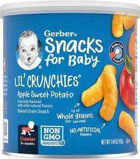 GERBER Snacks for Baby Lil Crunchies Apple Sweet Potato Puffs Baby Snacks 60 g