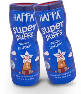 Happa Vanilla Blueberry Puffs | Melt-in-Mouth | Stage 2 | 8M+ | No Additives Baby Puffs 200 g