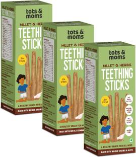 TOTS AND MOMS Teething Sticks - Millet & Herbs (Pack of 3) | Baby Finger Foods 400 g