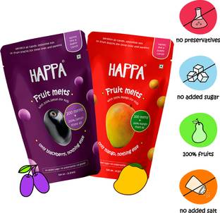 Happa Happa Jamun and Mango Fruit Melts|No Artificial flavour|No Preservative Baby Snacks 100 g