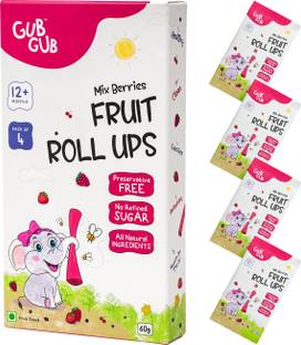 GUBGUB Mix Berries Fruit Roll Ups | Pack Of 4 (15 g each) | Kids Fruit Snacks Baby Snacks 60 g