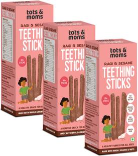 TOTS AND MOMS Teething Sticks-Ragi & Sesame (Pack of 3) | Baby Finger Foods 400 g