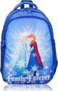 DISNEY 3 Compartments Frozen Family Forever School Bag for Boys & Girls|Blue 24 L Backpack
