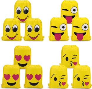 SV Traders Pack Of 24 Pcs Non-Woven Smile Emojis Theme Sack Bags/Drawstring 5 L बैकपैक